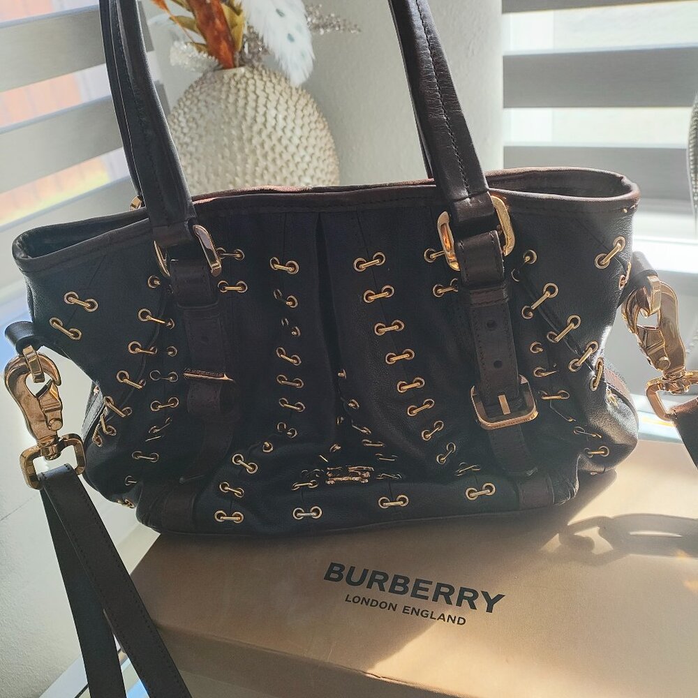 Vintage Burberry Brown and Gold Bag